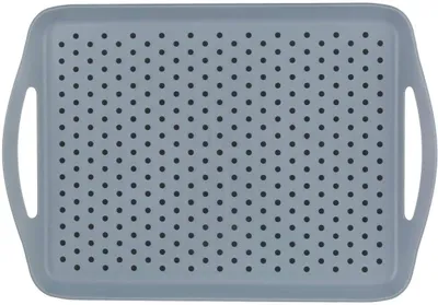Zdjęcie produktu dla Taca plastikowa, 45 x 32 cm, szara, antypoślizgowa, do kuchni