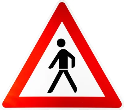 Produktbild von ORIGINAL Verkehrsschild Nr. 133-10 Fußgänger, Aufstellung rechts nach StVO und RAL-Gütebedingungen Verkehrszeichen Achtung Warnschild Straßenschild Hinweisschild Gefahrenzeichen Gefahrenschild Mensch