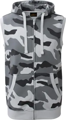 Produktbild von ROCK-IT Apparel Herren Hoodie Weste Ärmellos – Premium Kapuzenjacke mit Reißverschluss für Sport & Freizeit Camo Grau M