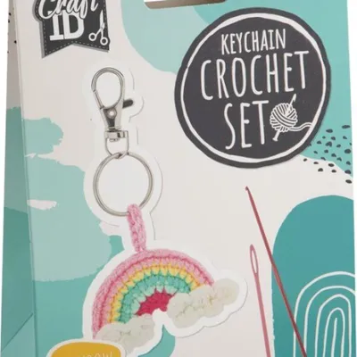 Productafbeelding van Hekelset voor sleutelhanger, regenboog, 7x1x6 cm | 3 stuks