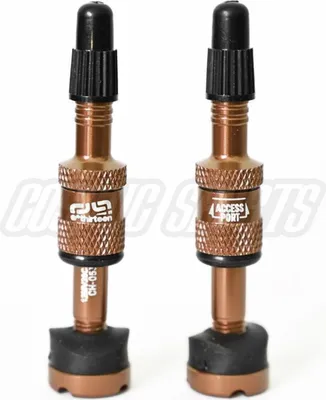 Produktbild von e*thirteen Quick Fill Tubeless Presta Ventile, 23-31mm Felgentiefe, 2 Stk., bronze