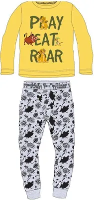 Produktbild von Langer Pyjama "Play - Eat - Roar" | König der Löwen | Gelb-Grau,104