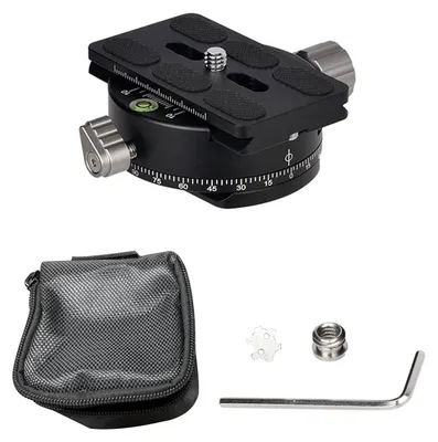 Produktbild von 60-mm-360°-Panoramakopf-Schwenkklemme aus Aluminiumlegierung mit Schnellwechselplatte für Stativ