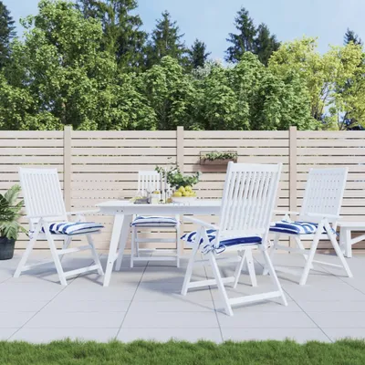 Produktbild von Möbel Stuhlkissen 4 Stk. Blau & Weiß Gestreift 40x40x7 cm Stoff - Gartenmöbelauflagen 361487