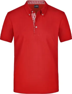Produktbild von Button-Down-Polo mit modischem Einsatz red/red-white, Gr. XL
