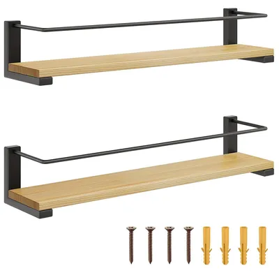 Produktbild von 2-teiliges Gewürzregal/Wandregal aus Holz für Schranktüren, Gewürzaufbewahrung, Küche, 40 x 9 cm