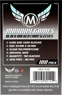 Produktbild von Mayday Standard Euro Black Backed Sleeves Hüllen 59x92mm 100 Stück 7042 (+)