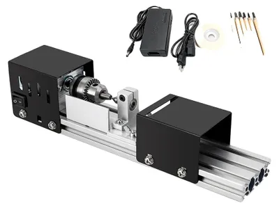 Obrázok produktu pre Miniatúrna drevársky sústruh, výkon 100 W, 7 stupňov regulácie otáčok, 4000 – 7000 otáčok za minútu