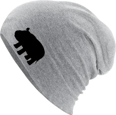 Produktbild von Huuraa Beanie Nilpferd Silhouette Heather Grey One Size Baumwolle und Elasthan Mütze Geschenkidee