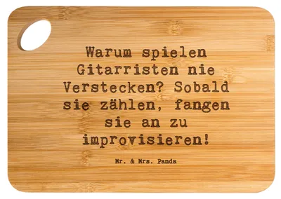 Produktbild von Mr. & Mrs. Panda Hackbrett Spruch Gitarre Improvisation - Transparent - Geschenk, küchenbrettchen, Brett, Frühstücksbrett, Abenteuer, Schneidebrett, Musik, Liebe, Melodie