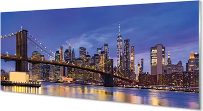 Produktbild von Glasbilder 125x50 Wandkunst Brücke Sonnenuntergang Panorama