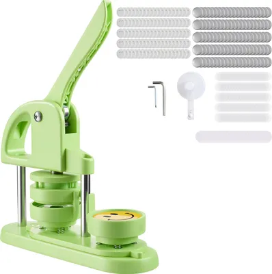 Produktbild von SucceBuy Buttonmaschine Knopfmachermaschine Badge Punch Press 58 mm rund, Pinmaker mit 100 Knopfteilen, Kreisschneider und ergonomischem verstärktem Griff, DIY Abzeichenpresse Grün