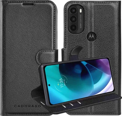 Immagine prodotto di Cadorabo Custodia per Motorola MOTO G71 5G in PHANTOM BLACK Custodia protettiva con chiusura magnetica, funzione stand e slot per schede Flip Case Cover Etui Handy Klapp Hülle Book Tasche