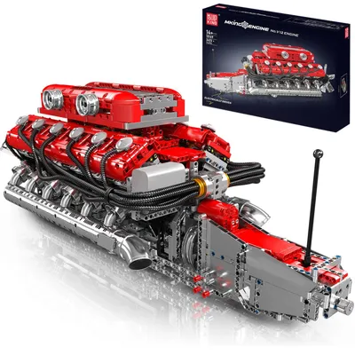 Produktbild von Mould King 10169 Technik V12 Motor Bausteine Spielzeug, 3472 Teile Motor Bausatz Klemmbausteine Modell Auto Engine Kit Enthält 12 Zylinder und Batteriekasten als Spielzeug/Geschenk/Sammlerstücke