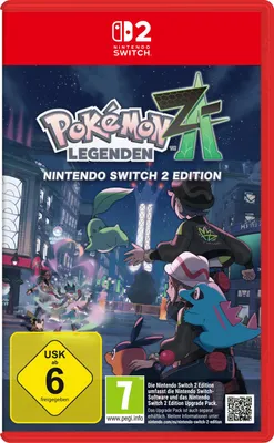 The image shows the front cover of a video game case for "Pokémon-Legenden: Z-A" on Nintendo Switch 2 Edition. It features characters from the game and includes age rating symbols.