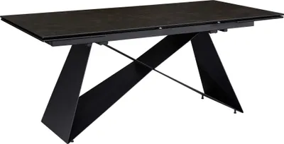 Produktbild von FineBuy Esstisch ausziehbar 180–260 cm Schwarz Glas-Keramik Tischplatte moderner Esstisch X-Metallgestell – kratzfest hitzebeständig & pflegeleicht