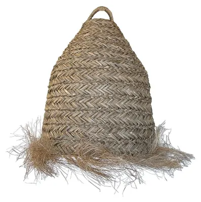 Seegras-Lampenschirm Boho E27, Beige, 41x41x47 cm