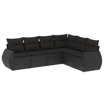 Produktbild von vidaXL 6-tlg. Garten-Sofagarnitur mit Kissen Schwarz Poly Rattan