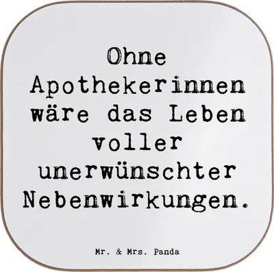 Produktbild von Mr. & Mrs. Panda Untersetzer Glas Spruch Apothekerin Nebenwirkung - Weiß - Geschenk, gläseruntersetzer, Wert von Apothekerinnen, Tassenuntersetzer, Fachwissen, Empathie
