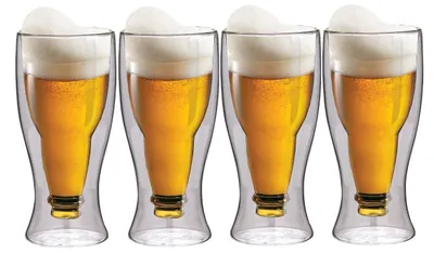 Biergläser-Set 4er, 35 cl, doppelwandig, Borosilikatglas