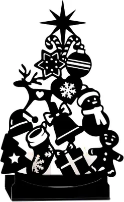 Produktbild von Unyqoos® Schmiedeeiserner Weihnachtsbaum-Kerzenhalter, 18,5×11 cm, für Kerzen bis Ø 4 cm – dekorative Tisch‑ & Kamin‑Deko mit Stern, Rentier, Schneemann