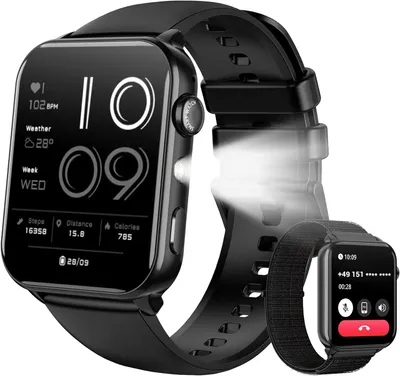 Smartwatch Herren Damen 1.91 Inch HD Display Fitnessuhr mit Telefonfunktion LED Licht 100 Sportmodi und Herzfrequenzmesser