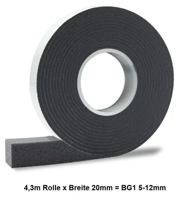Produktbild von Ramsauer 1083 Kompriband Pro Quellband grau 4,3m x 20mm x 5mm Fuge BG1 5-12mm