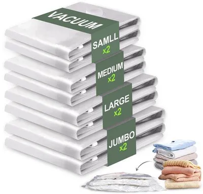 Produktbild von Reise-Vakuumbeutel für Kleidung, 12 Stück, mit Pumpe