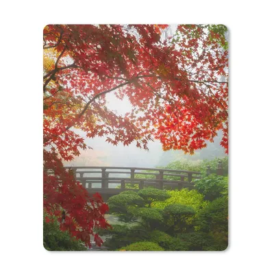 Produktbild von MuchoWow® Mauspad Mousepad Japanischer Ahorn - Bäume - Brücke - Natur - Japanisch 19x23 cm - Mousepads - Maus Mat - Pad - Mausunterlage - Mauspads - Spielen