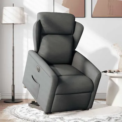 Image de vidaXL Fauteuil relax avec releveur électrique Tissu gris foncé