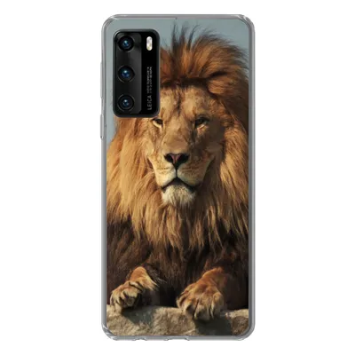 Produktbild von MuchoWow® Handyhülle Schutzhülle Hülle für Huawei P40 Löwe - Felsen - Porträt Silikon Softcase Handy Hülle - Handytasche