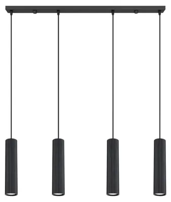 Immagine prodotto di Lampada a sospensione KARBON 4L nera 4xGU10 10W alluminio 120x5x81cm Sollux Lighting