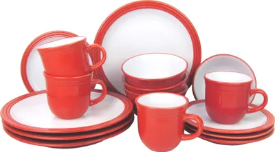 Produktbild von Retsch Arzberg Kombigeschirrset Camden 16tlg. Platzsparend, Spülmaschinengeeignet, Mikrowellengeeignet, Widerstandsfähig (Rot)