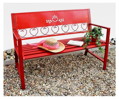 Produktbild von Gartenbank Metall Wetterfest Rot 120 cm 2-Sitzer Sitzbank