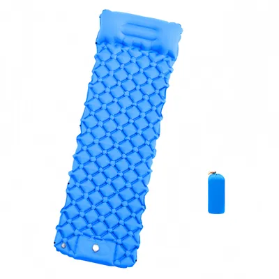 Produktbild von Kombinierbare Mehrpersonen-Luftmatratze 150kg Tragkraft, 5cm Dicke mit Fußpumpe & Doppelventil, Camping Sleeping Pad, Ergonomisch weich, Blau