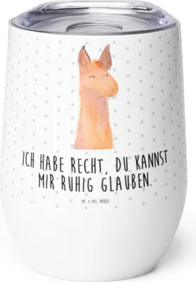 Produktbild von Mr. & Mrs. Panda Edelstahlbecher Lamakopf Genervt - Weiß - Geschenk, Thermobecher, Büro, Beste Freundin, thermosbecher, Chef, Thermo Becher, kaffee tasse, Weinbecher