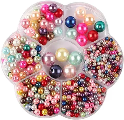 Produktbild von Perlen-Set 1150-teilig, bunte Harzperlen, verschiedene Größen, für Armbänder und Schmuck, DIY-Kit für Kinder