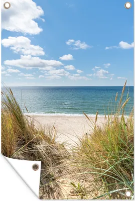 Produktbild von MuchoWow® 80x120 cm Outdoor-Poster Gartendeko Sichtschutz Garten Poster für den Garten  Düne - Gras - Meer - Strand