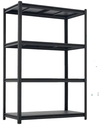 Obrázek produktu pro VEVOR garážové regály, 2500 lbs, zásuvné regály, nastavitelné kovové úložné regály, 4 police, 508 x 1016 x 1447,8 mm, do kuchyně, dílny, sklepa, skladu, černá barva