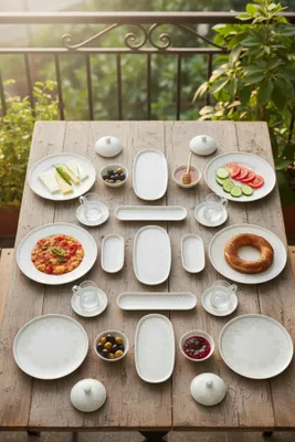 Obrázok produktu pre Sada riadu Hermia Concept (29 kusov) vyrobená zo 100% porcelánu, biela a hnedá | Vhodná do mikrovlnnej rúry a umývačky riadu