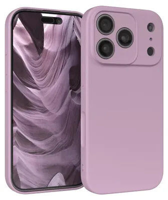 A purple phone case is shown on a white background, with a phone inside it.