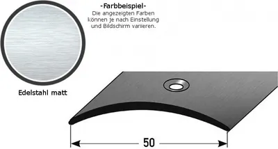 Produktbild von Übergangsprofil "Emmen" / Übergangsschiene / 50 mm / mittig gebohrt / Typ: 155 (Edelstahl matt, 1,5 mm Stäke)-1000-gebohrt