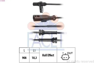 Produktbild von FACET ABS Sensor Raddrehzahl für RENAULT Megane IV Grandtour (K9A/M/N) 21.0258