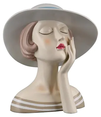 Image de Gilde Figur, Frau, "Lady mit weißem Hut", Kunstharz, creme, weiß, VE 1, L. 12 cm, B. 16 cm, H. 18 cm 37797 4063387377970
