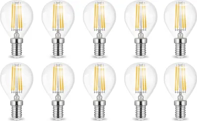 Produktbild von 10x Sparangebot E14 4 Watt LED Leuchtmittel Filament Kugel 400 Lumen Warmweiß