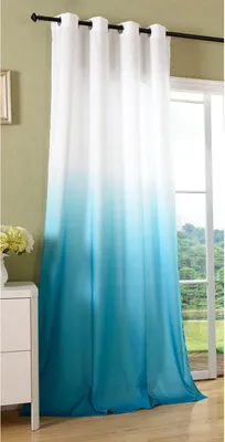 Produktbild von Vorhang blickdicht Farbverlauf Schal mit Ösen Gardine Microsatin Microfaser lichtdurchlässig, 245x140, Türkis, 20425