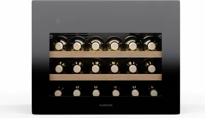 Produktbild von Klarstein Rhone 28 Uno Weinkühlschrank - 28 Flaschen, 1 Zone, 5-20 °C, LED-Steuerung, Push-to-Open-Tür, UV-Schutz, Leiser Betrieb, Schwarz