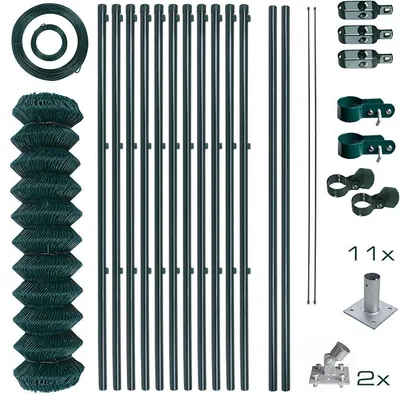Produktbild von Maschendrahtzaun Gartenzaun Set Komplettset Zaun Gartenzaunset Zaunset Drahtzaun Maschendraht mit Aufschraubhülsen (1,25 x 25 m)