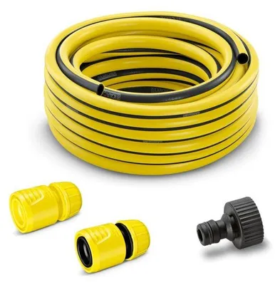 Produktbild von Schlauchset für Hochdruckreiniger KARCHER - 10 m + Wasserhahnadapter + 2 Anschlüsse (davon 1 mit Aqua-Stop)