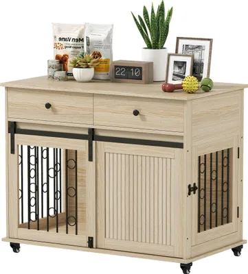 Produktbild von Hundekäfig Hundebox - Hundekäfig für Wohnung - 100 cm - Schiebetür abschließbar - Herausziehbare Bodenwanne